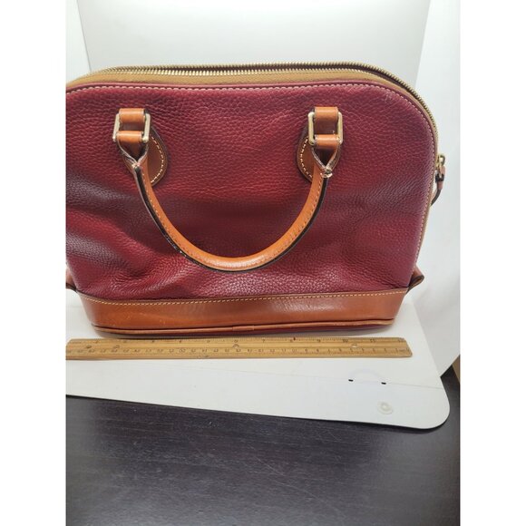Dooney and Bourke Vtg Pebble Grain Domed Satchel Handbag Too Zip Red Wine - Picture 6 of 12